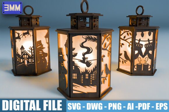 3D Christmas Lantern Laser Cut Files: Elevating Holiday Decor with Precision and Warmth