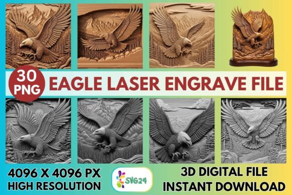3D Eagle Laser Engrave File PNG
