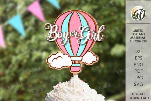 3D Gender Reveal Cake Topper Laser Cut