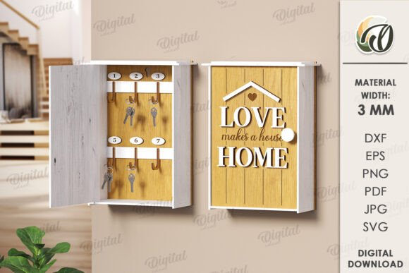 3D Key Organizer Box Laser Cut Design