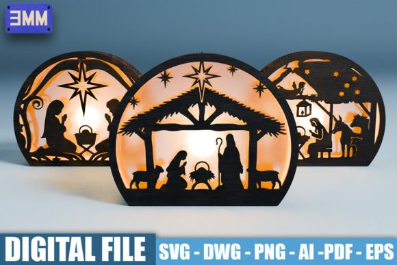 3D Nativity Scene Lantern Laser Cut File