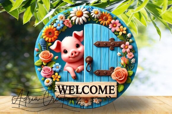 3D Pig Welcome Sign Sublimation Png: Elevating Custom Decor with Digital Precision