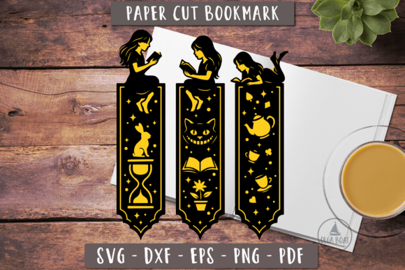 Alice in Wonderland 3D Bookmarks SVG