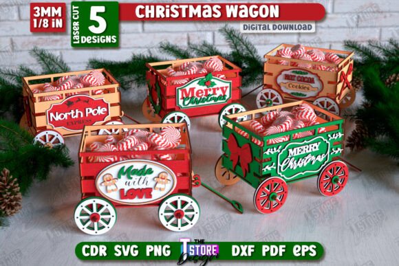 Bring the Holiday Spirit to Life with the 3D Christmas Wagon Laser Cut Bundle