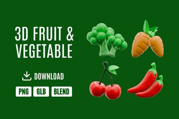 Fresh 3D Fruit Vegetable Icons Pack 2: Elevating Design Workflows with High-Quality Assets