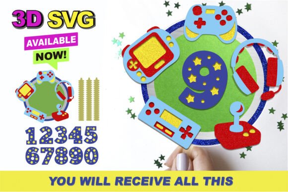 Gamer Cake Topper 3D SVG: Ultimate Design Assets
