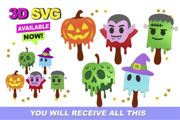Halloween Lollipops 3D SVG and Clipart