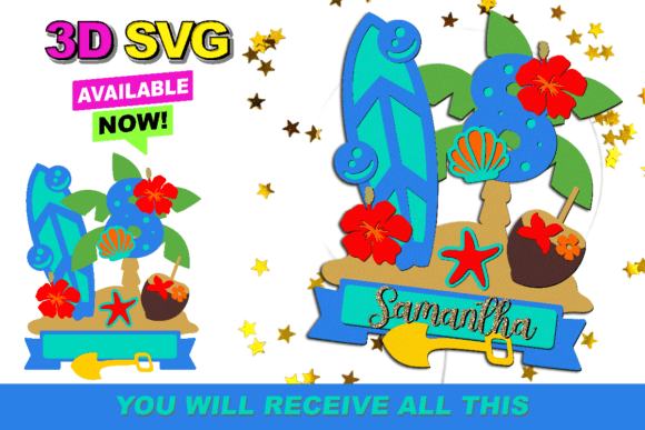 Hawaiian Cake Topper 3D SVG Guide
