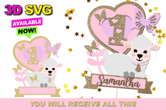 Lamb Cake Topper 3D SVG: Premium Design Assets