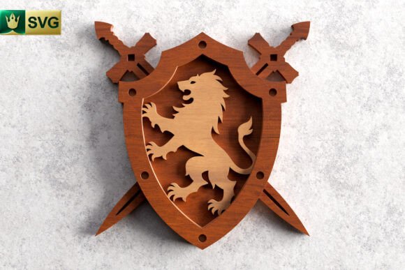 Lion Crest 3D Layered SVG Heraldic 3D: Elevating Your Craft with Medieval Elegance