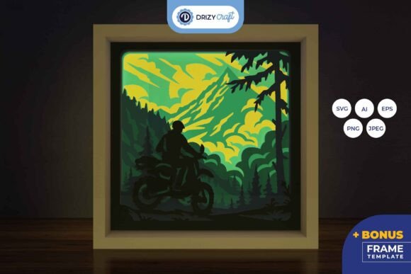 Motorcycle 3D Shadow Box - The Rider 3D