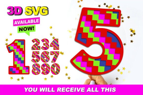 Pixel Numbers 3D SVG: Design & Download
