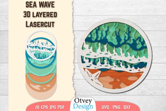 Sea Wave 3D Layered Lasercut: Elevating Craft with Depth and Motion