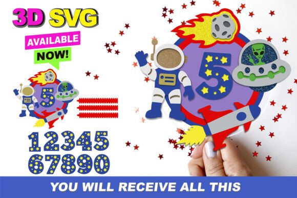 Space Ovni Cake Topper 3D SVG: Elevate Your Creations with Instant Digital Downloads