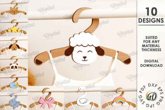 Transform Your Space with the 3D Kids Coat Hangers Bundle Lasercut Digital Download
