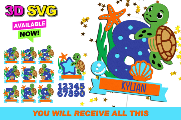 Turtle Numbers Topper 3D SVG: Creative Uses