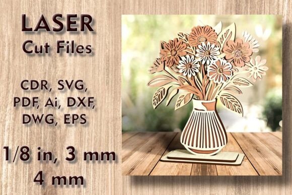 Vase with Flowers 3D SVG Laser Cut Files